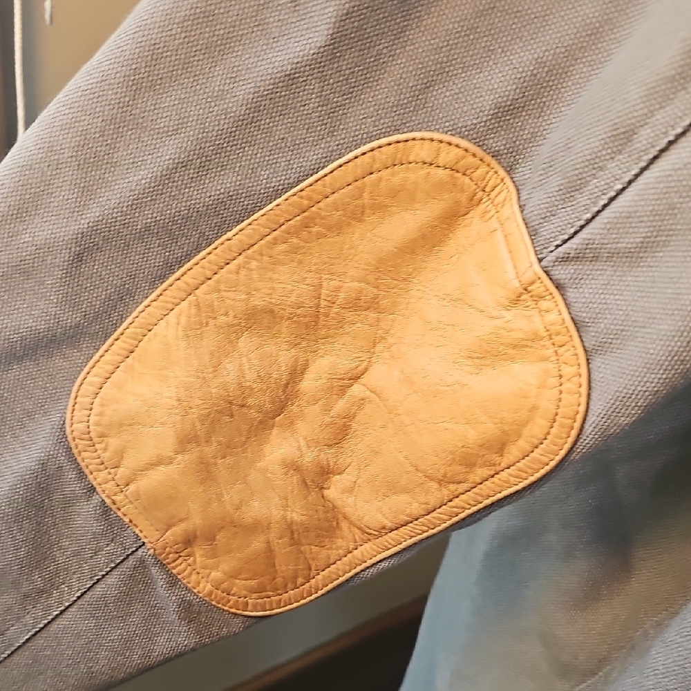 Orvis Olive Drab Blazer Jacket with Tan Details Elbow Patches Lots Of Pockets! - Picture 3 of 6